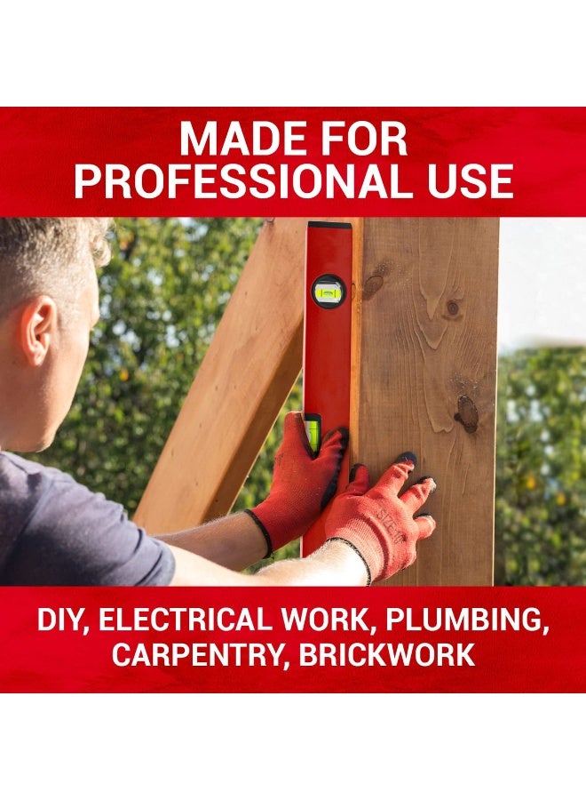 ديفاونز ميزان تسوية مغناطيسي على شكل طوربيد بطول 40 سم مع 3 فقاعات قياس بزاوية 180° و90° و45°، هيكل من الألومنيوم المتين، أغطية طرفية ماصة للصدمات، قاعدة مغناطيسية مزدوجة، أداة قياس الزوايا الأفقية والرأسية لأعمال البناء والنجارة والسباكة المنزلية - Image 3